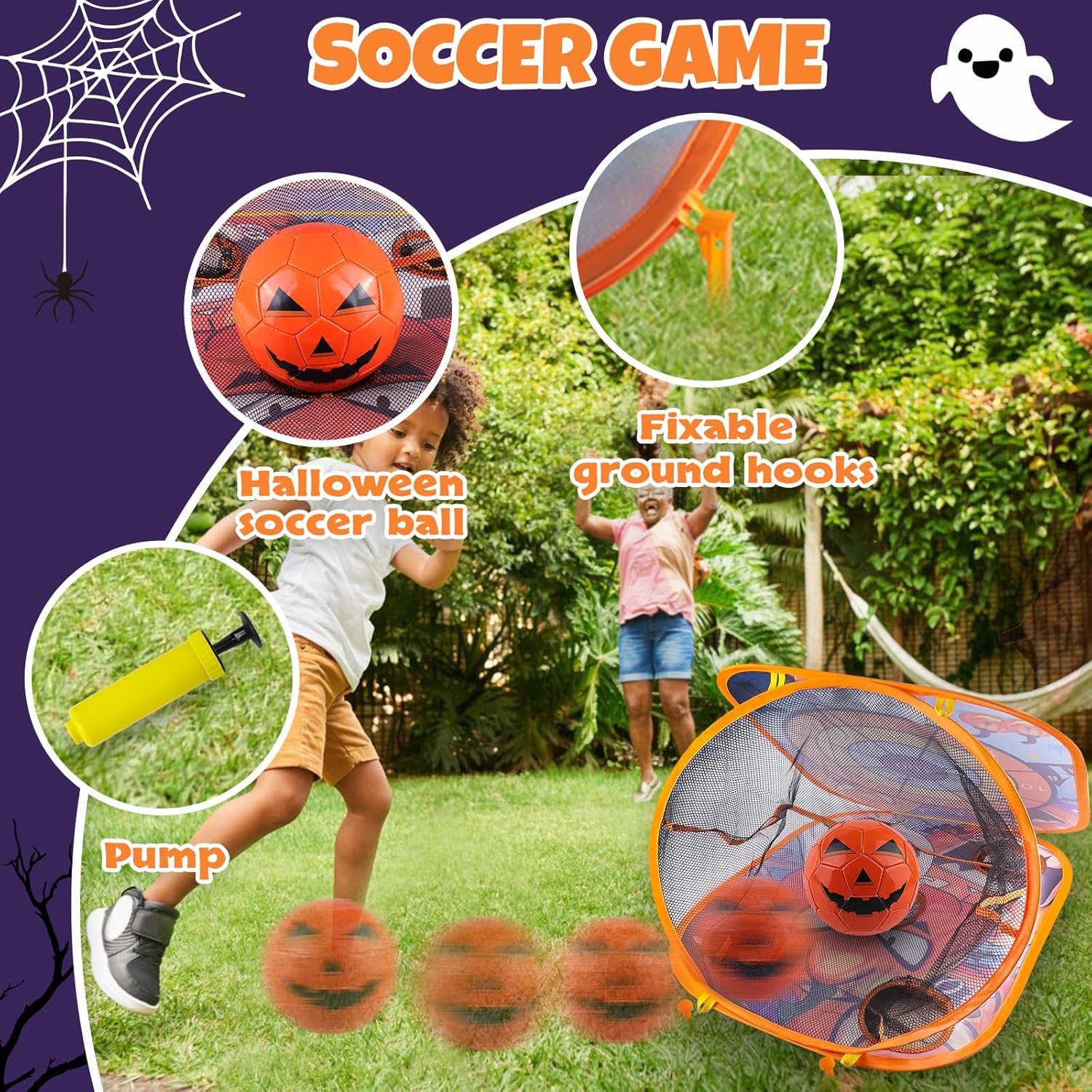 Juego de lanzamiento de bolsas de frijoles de Halloween 3 en 1, juego de pelota de fútbol portátil, juego de dardos, juego de lanzamiento de bolsas