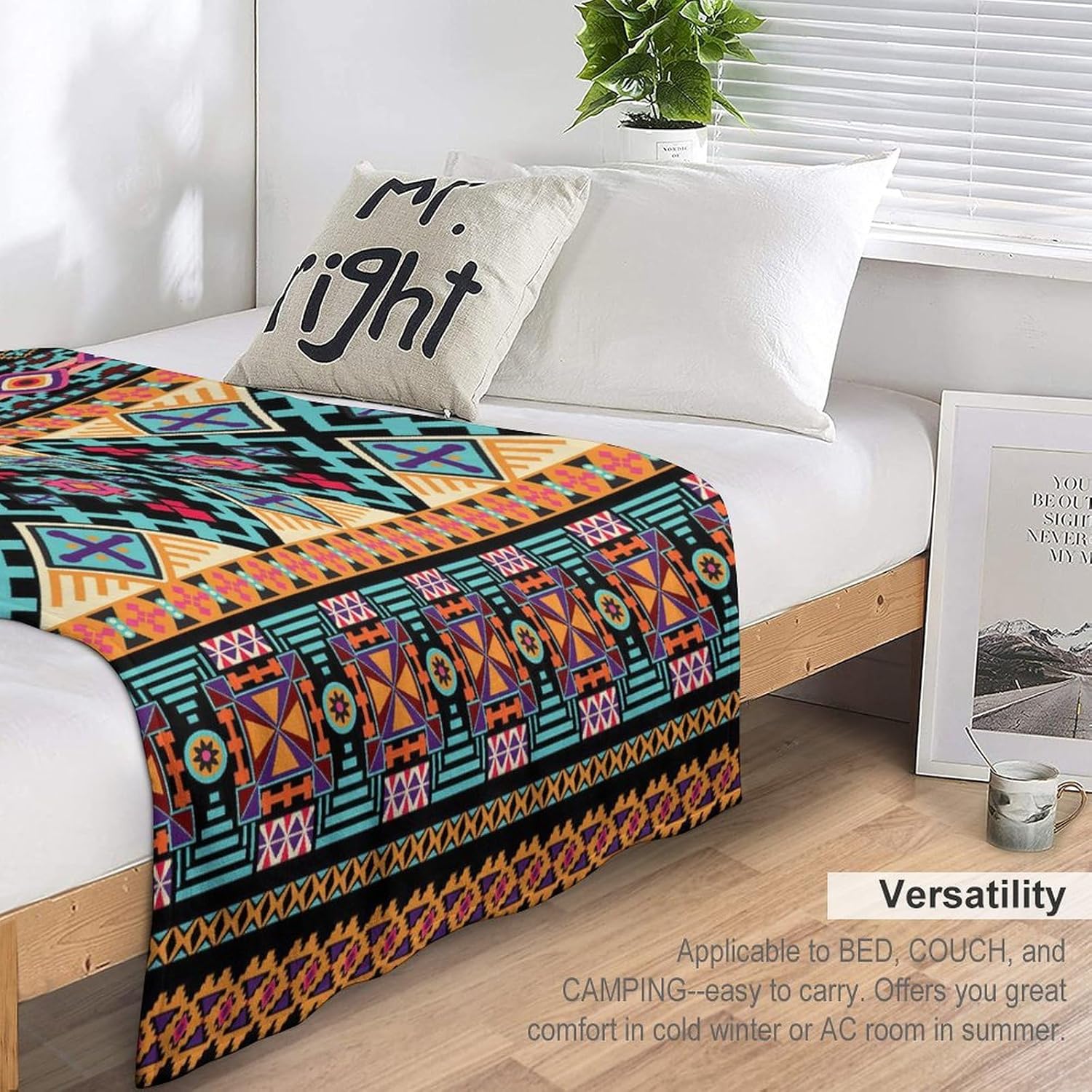 Manta azteca tribal del suroeste, manta de franela súper suave para cama y sofá (franela de 10.32 ozm), 50 x 70 pulgadas