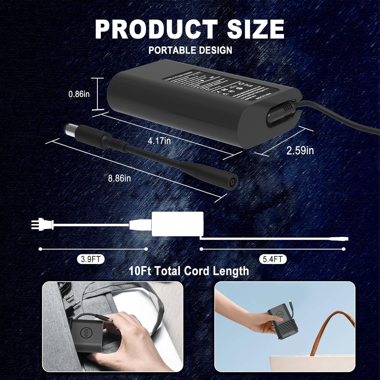 Adaptador de CA de 65 W y 45 vatios para cargador de laptop Dell, 2 puntas, Dell Latitude 5400 7490 7400 5490 5480 5590 7480 5500 5580 7390 7290