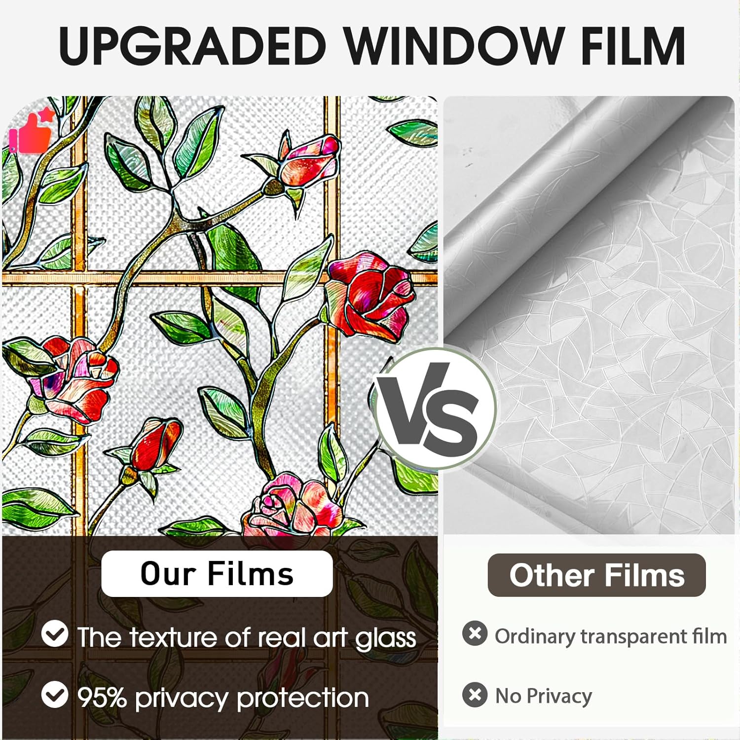 Windimiley Película de privacidad para ventanas de vitral 3D rosa decorativa para baño, esmerilado, se adhiere a la ventana de bloqueo del calor del