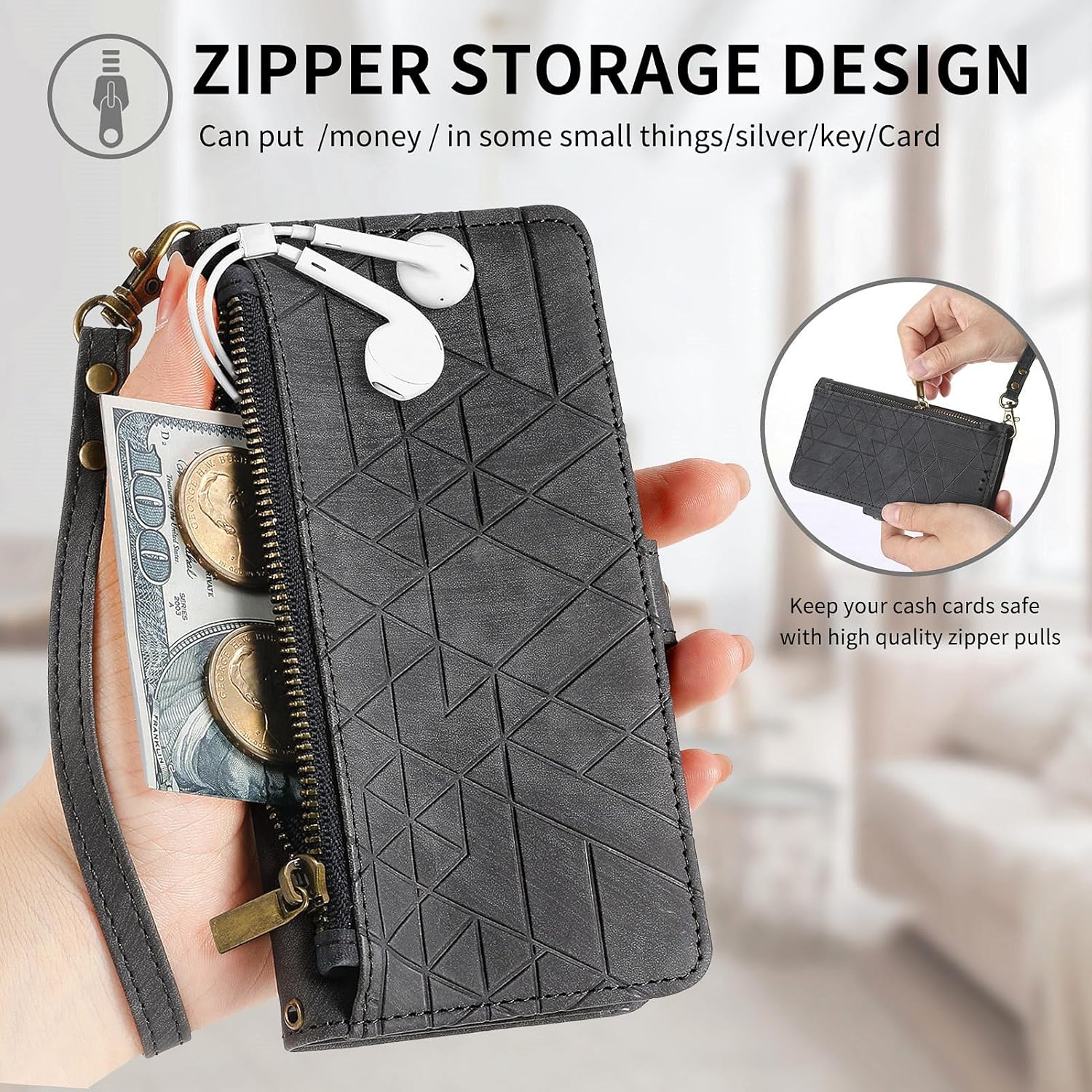 Asuwish Funda de teléfono para Honor 70 5G con protector de pantalla de vidrio templado y correa para la muñeca de cuero con cremallera abatible,