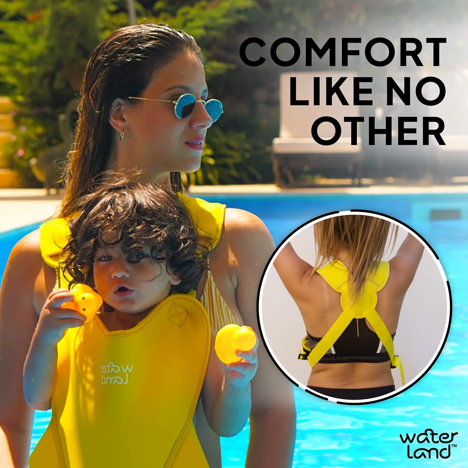 WaterLand Portabebés  Innovador portabebés que puedes utilizar tanto en agua como en tierra  Soporte impermeable para el pecho infantil con correas