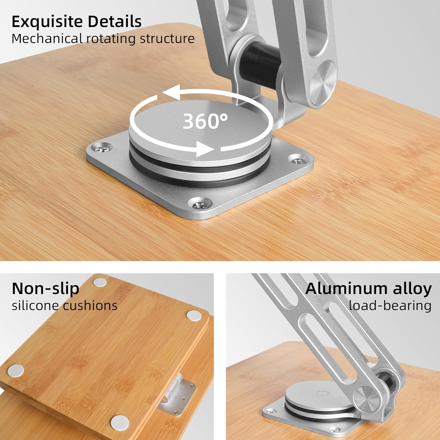 Crocqett – Soporte de libro para lectura, ajustable giratorio de 360 grados, con clips de página, soporte grande para libros de cocina, música,