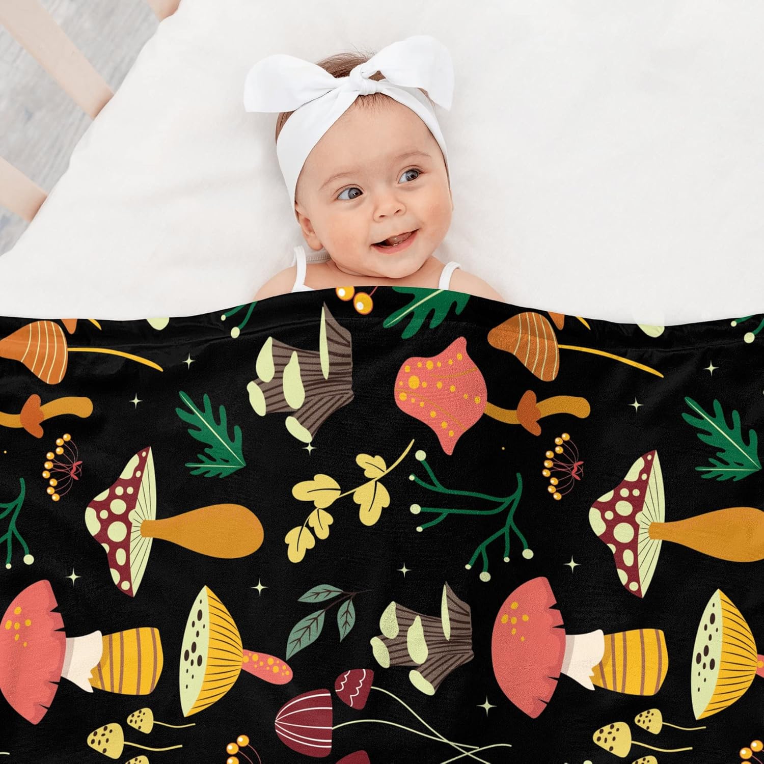 Manta con motivo de hongos, de franela suave de vellón, ligera, para niños y niñas, para todas las estaciones, mantas coloridas para sofá cama,
