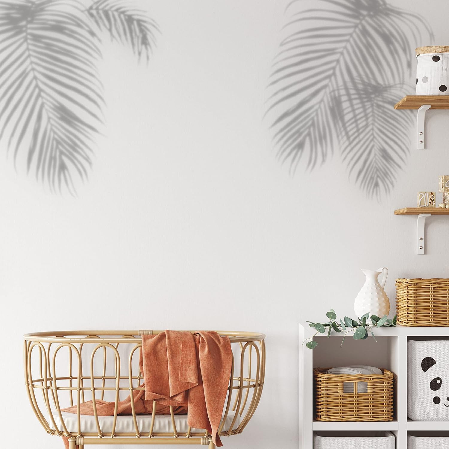 RoomMates RMK5063SLM Mr. Kate Tropical Shadow Palm Frond – Calcomanías de pared para despegar y pegar, color gris
