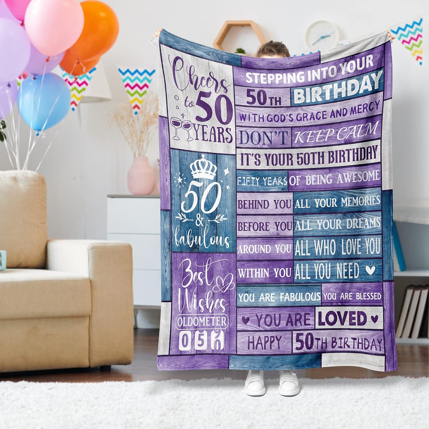 Regalos de cumpleaños 50 para mujer, ideas de regalo de cumpleaños 50, regalos de 50 años para mujeres, manta suave de 60 x 50 pulgadas, regalos de