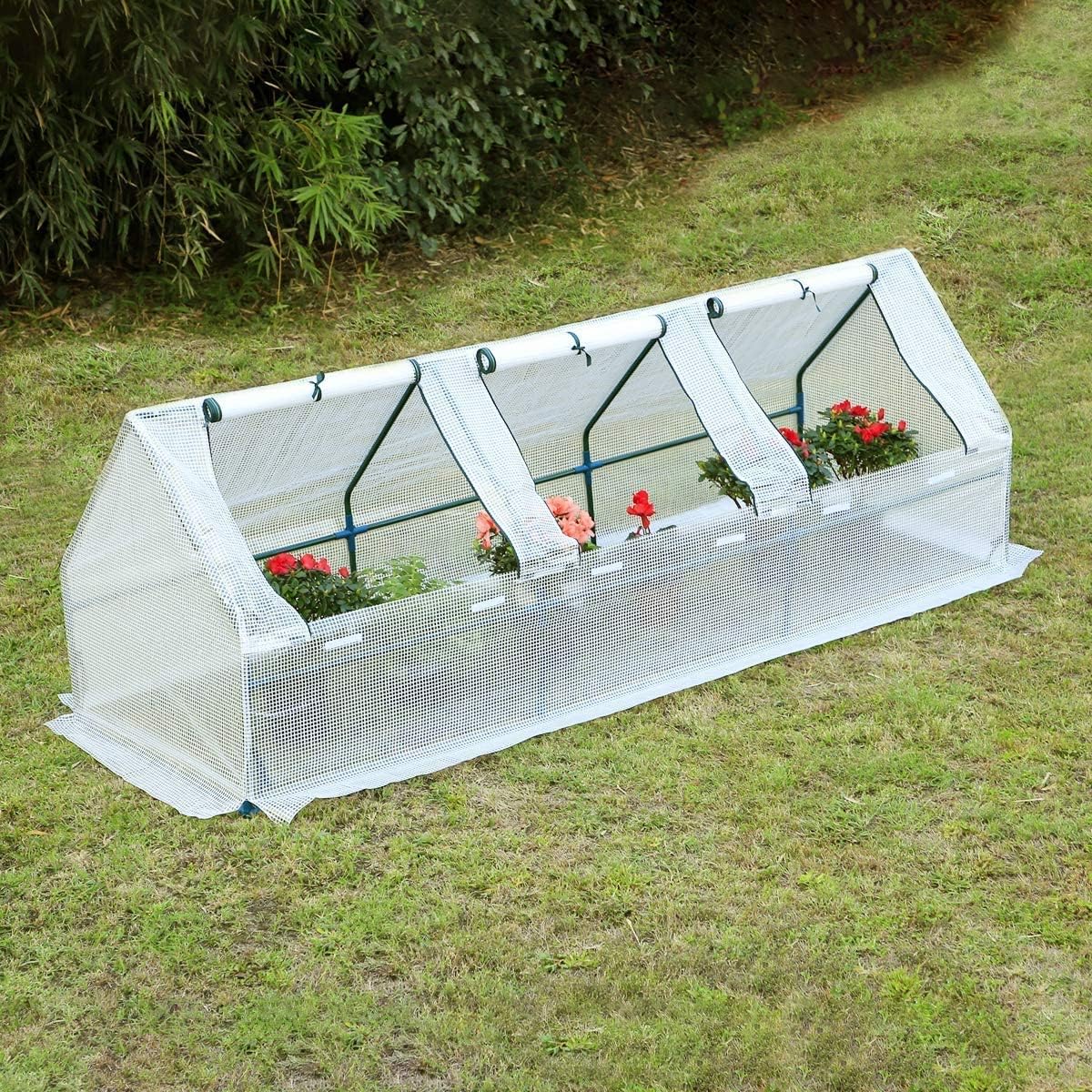 YOLENY Mini invernadero de 95 pulgadas de ancho x 32 pulgadas de profundidad x 32 pulgadas de alto, casas verdes portátiles para exteriores de