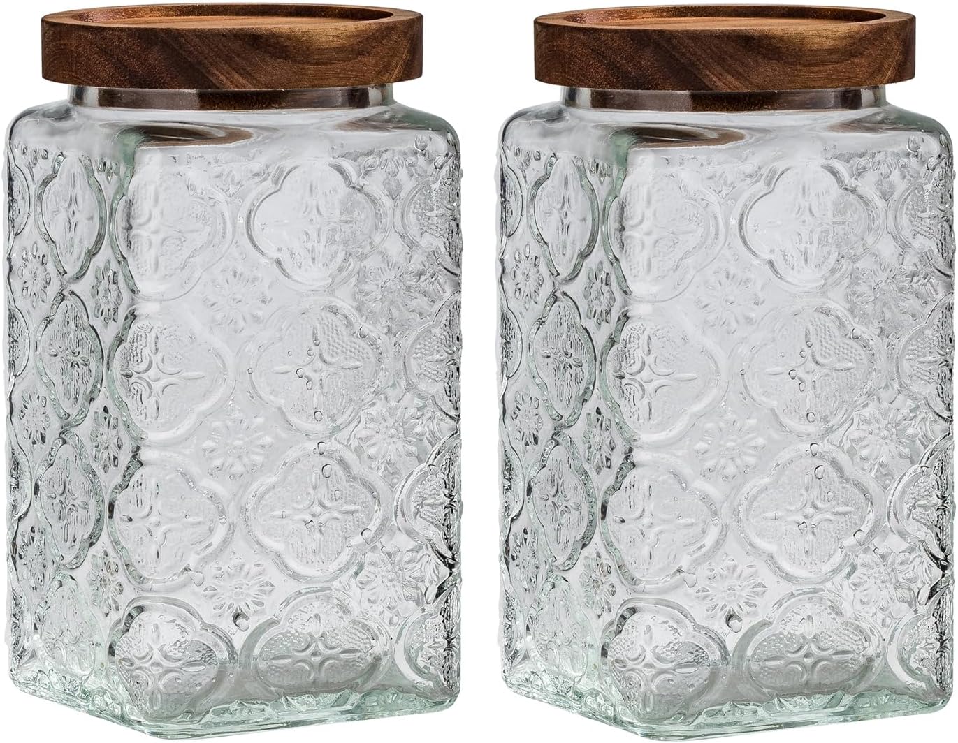 Tarro de almacenamiento sellado de vidrio vintage con tapa de madera sellada, recipiente de almacenamiento de alimentos de vidrio para cocina,