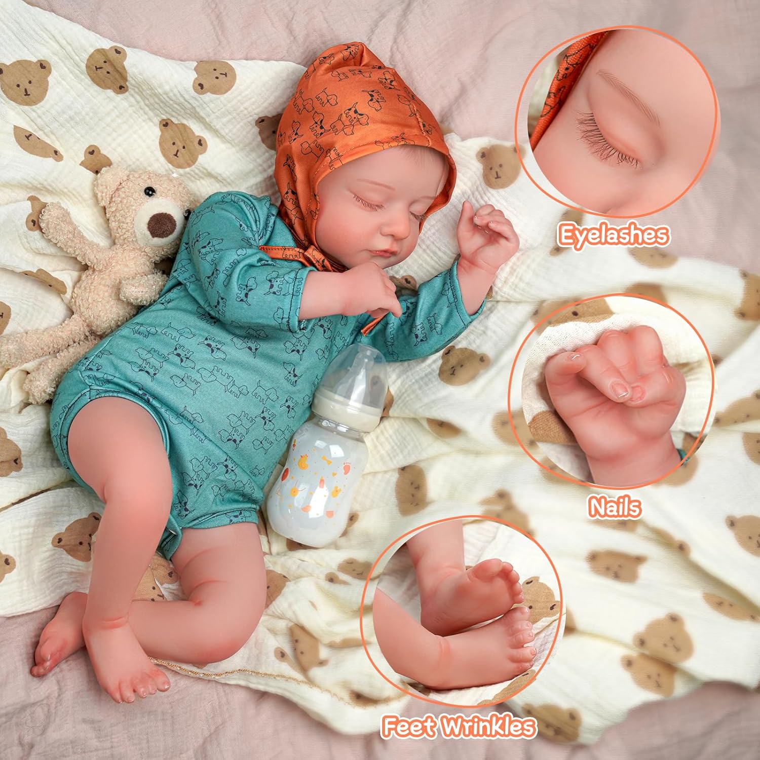 BABESIDE Muñecas realistas de bebé Reborn  Muñecas de bebé recién nacidas realistas de 20 pulgadas, cuerpo de tela suave, muñecas de bebé Reborn de
