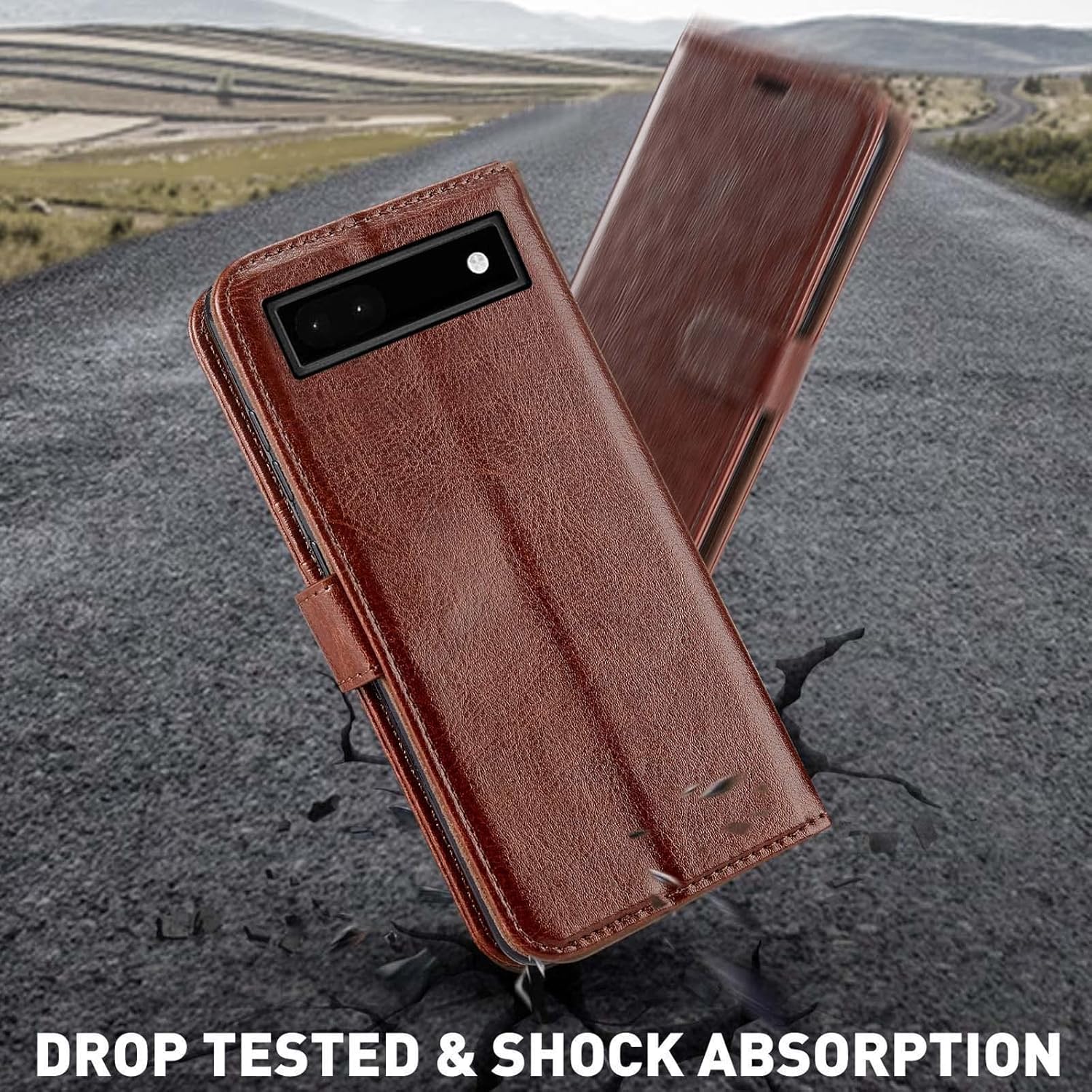 MONASAY Funda tipo cartera compatible con Google Pixel 6a, bloqueo RFID, protector de pantalla incluido, funda de piel con tarjetero y tarjetero de