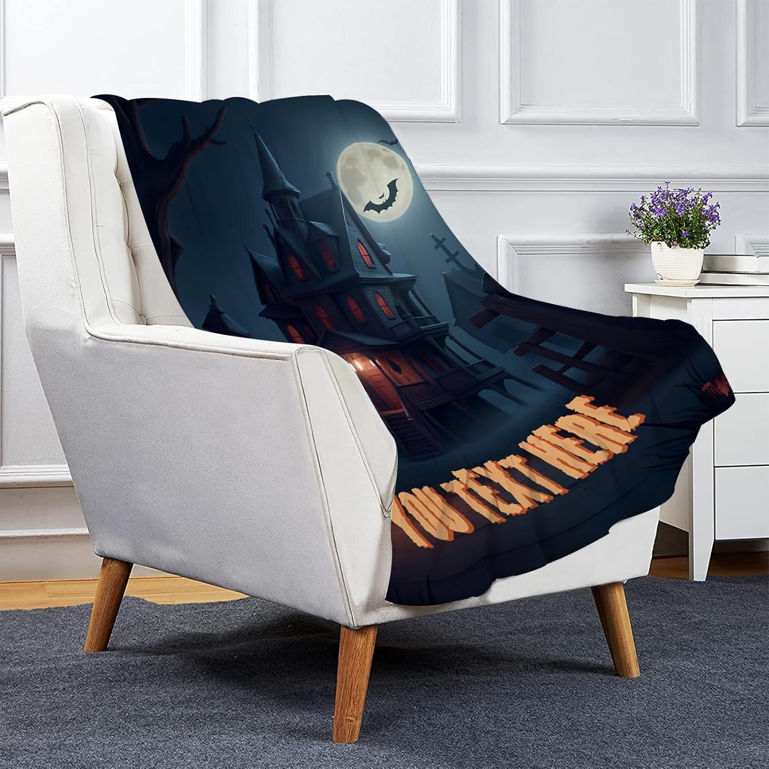 Manta de Halloween personalizada con calabaza, manta de franela suave, decoración de Halloween para sofá, sala de estar, dormitorio, regalos