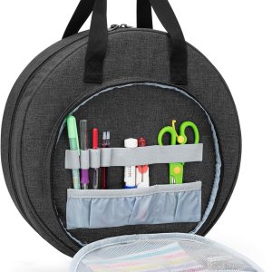 CURMIO Bolsa de bordado, bolsa de transporte portátil para proyectos de bordado y kits de herramientas de punto de cruz, solo bolsa, color negro CURMIO Bolsa de bordado, bolsa de transporte portátil para proyectos de bordado y kits de herramientas de punto de cruz, solo bolsa, color negro