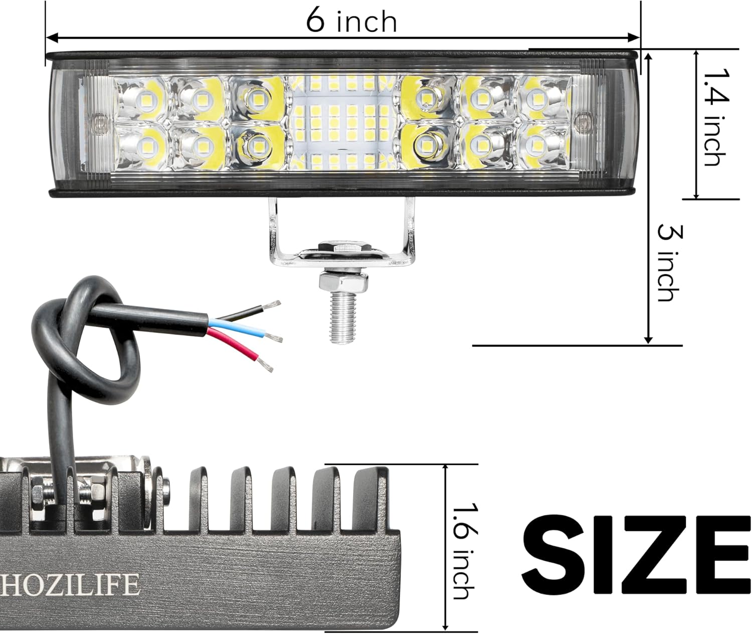 Barra de luz LED de una sola fila de 6 pulgadas, 35 W, 2 unidades, luces antiniebla delgadas para todo terreno, luces LED de conducción de trabajo