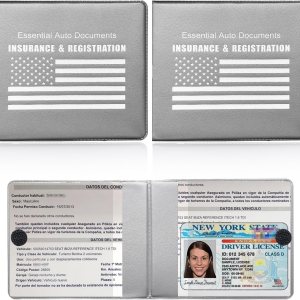 Soporte para seguro de registro de automóvil, paquete de 2 organizadores esenciales de PVC para documentos de tarjetas de automóvil con cierre de Soporte para seguro de registro de automóvil, paquete de 2 organizadores esenciales de PVC para documentos de tarjetas de automóvil con cierre de