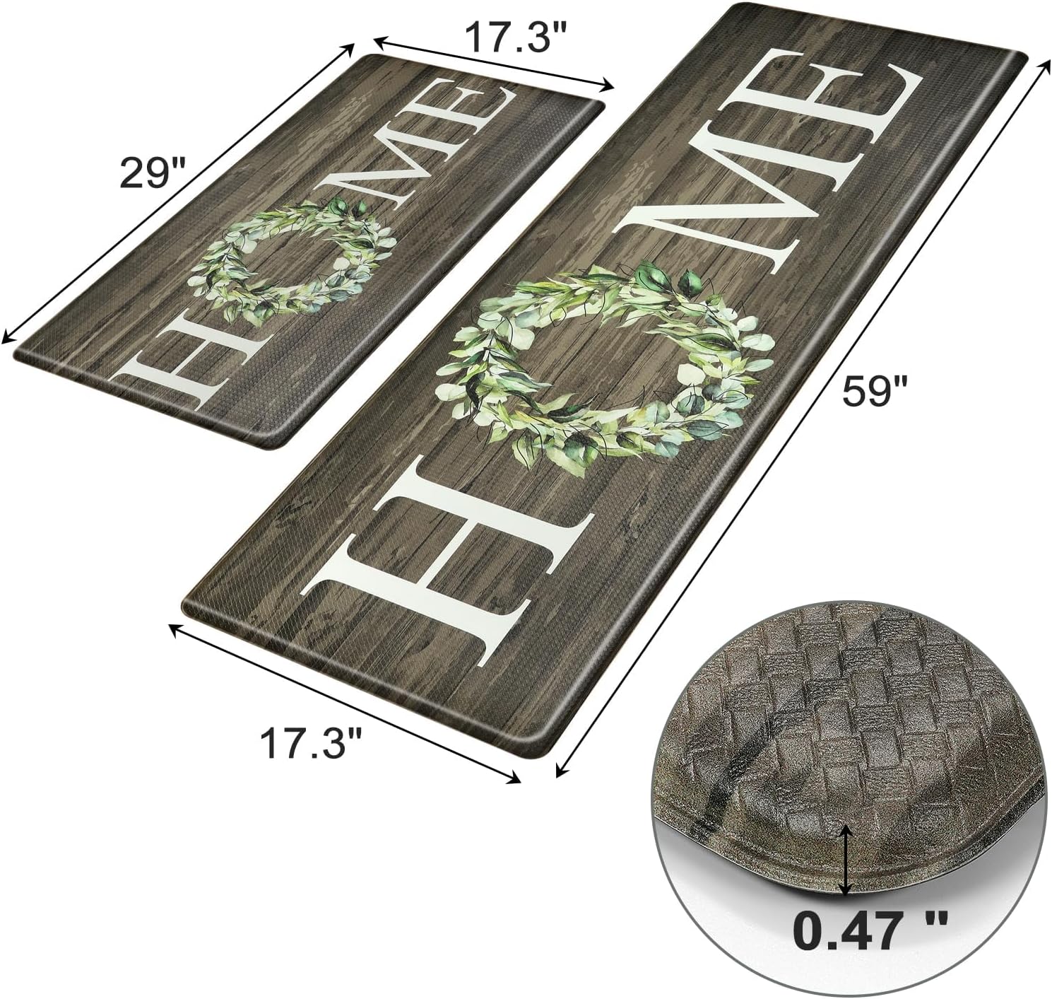 Collive Juego de 2 tapetes de cocina acolchados antifatiga, antideslizantes, impermeables, alfombras de cocina y corredores de cocina para piso,