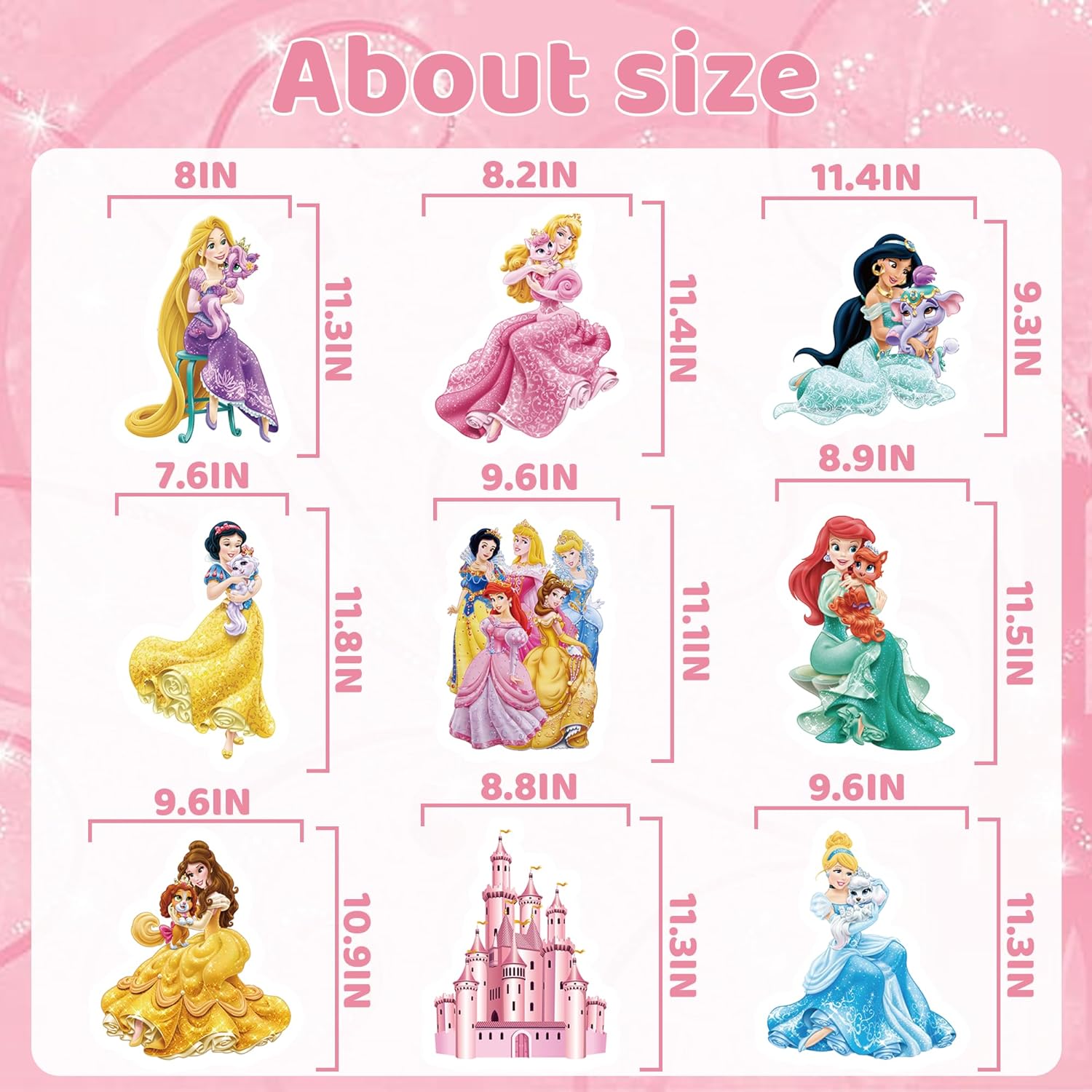 Suministros de fiesta de princesas  9 carteles de patio con estacas para decoración de fiesta de cumpleaños de princesa al aire libre para