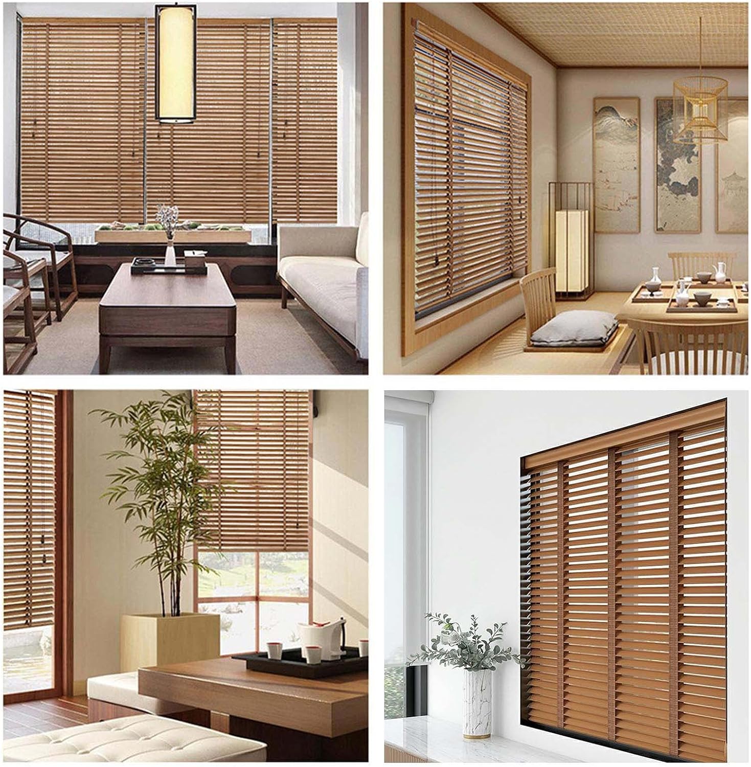 Persianas venecianas de madera, persianas horizontales con cintas, persianas venecianas de madera real para ventanas, cortinas de aislamiento