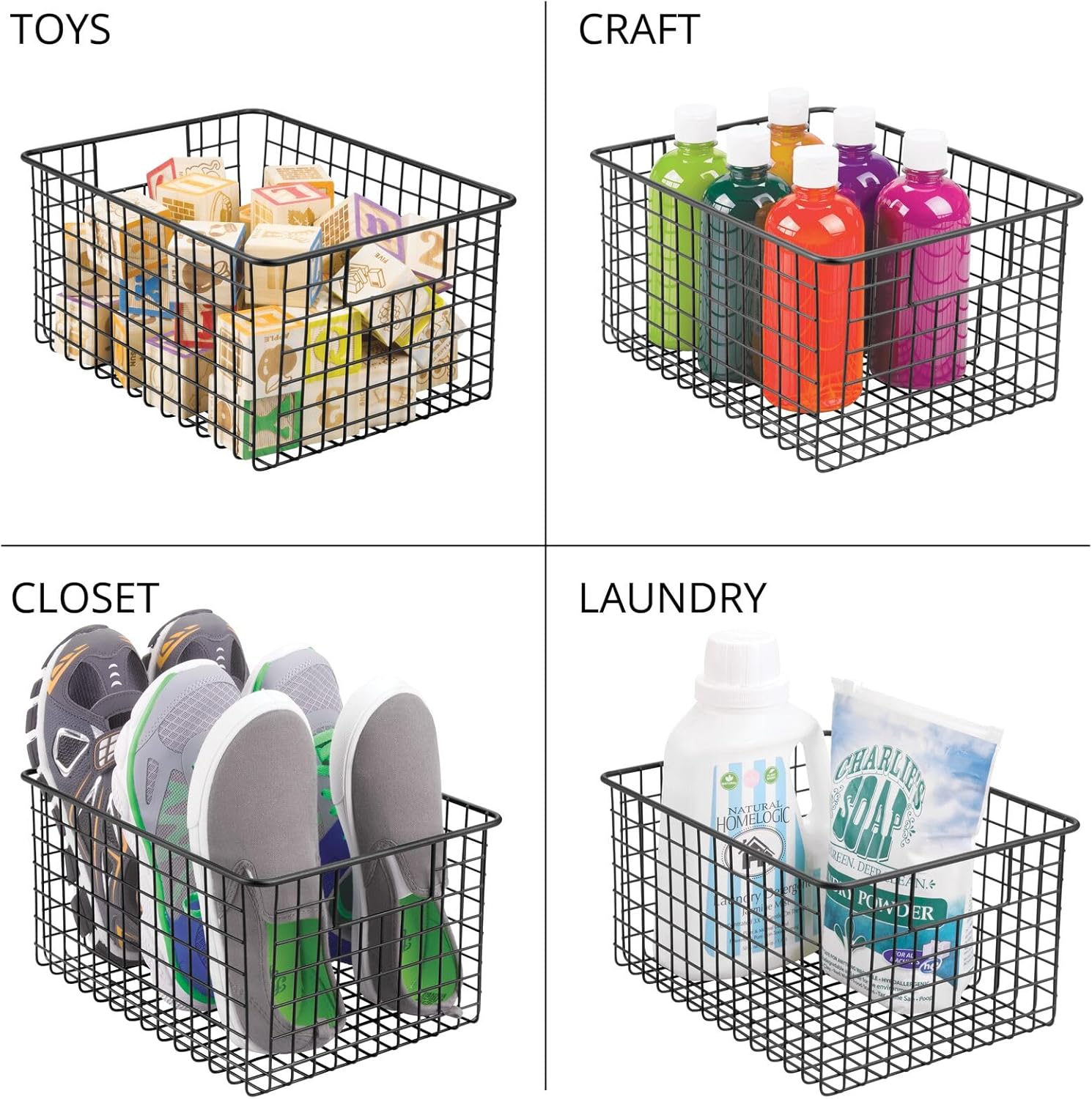 mDesign – Canasta de alambre de metal, para organizar y almacenar alimentos