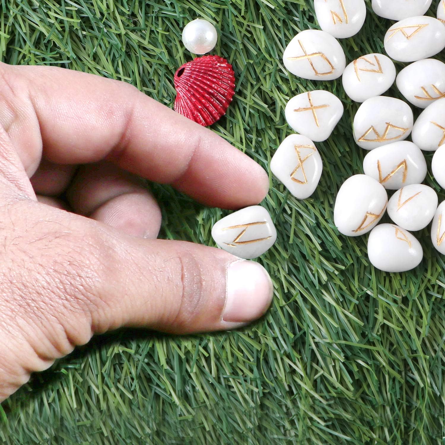 cosynee Piedras preciosas curativas de runas con bolsa (ágata blanca)