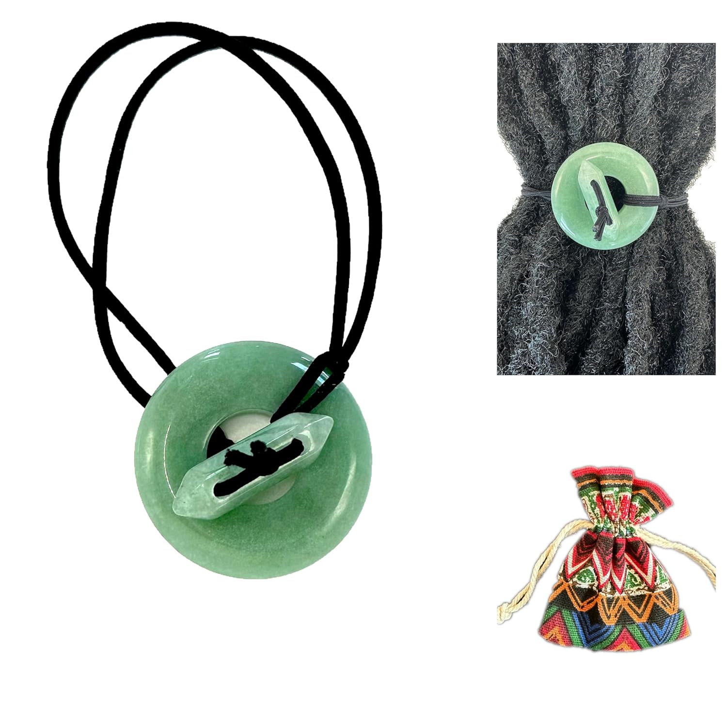 Nutty Natte Lazo elástico anudado con piedras preciosas para cabello rastas y cabello grueso, accesorios para cola de caballo, accesorios para el