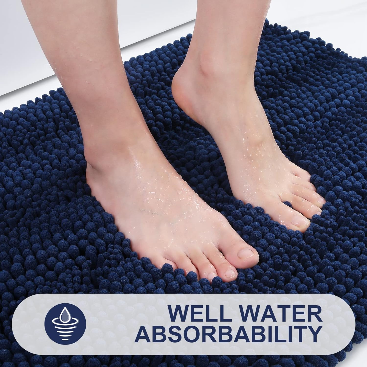 Grandaily Alfombras de baño de felpilla a rayas y alfombras para inodoro en forma de U, tamaño de alfombra de baño 30 x 20 pulgadas y alfombras de