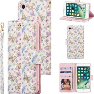 UEEBAI Funda tipo cartera para iPhone 7 PlusiPhone 8 Plus, de piel sintética, con función atril, bloqueo RFID, con ranuras para tarjetas, correa UEEBAI Funda tipo cartera para iPhone 7 PlusiPhone 8 Plus, de piel sintética, con función atril, bloqueo RFID, con ranuras para tarjetas, correa