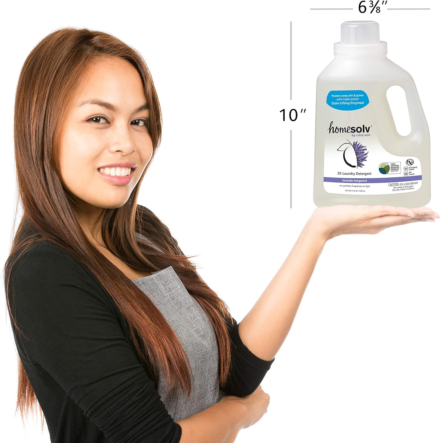 Homesolv – Detergente líquido para ropa HE 2X, lavanda bergamota, 50 onzas líquidas (paquete de 6)
