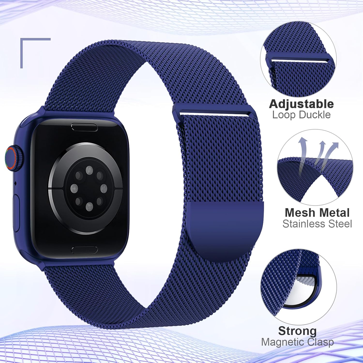 ZALAVER Correa de metal compatible con correas de Apple Watch de 1.496 in 1.575 in 1.614 in 1.654 in 1.732 in 1.772 in 1.929 in para mujeres y