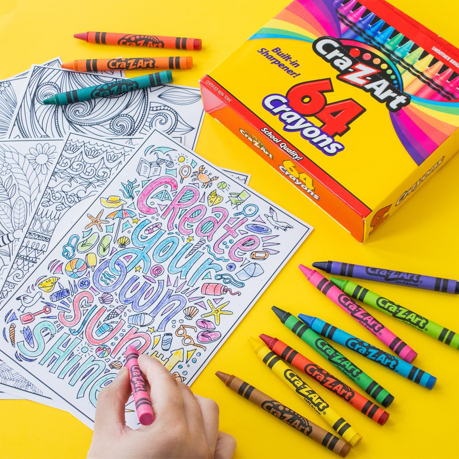 Cra-Z-Art Crayones de colores, 64 colores surtidos, 64 unidades (10202WM16)