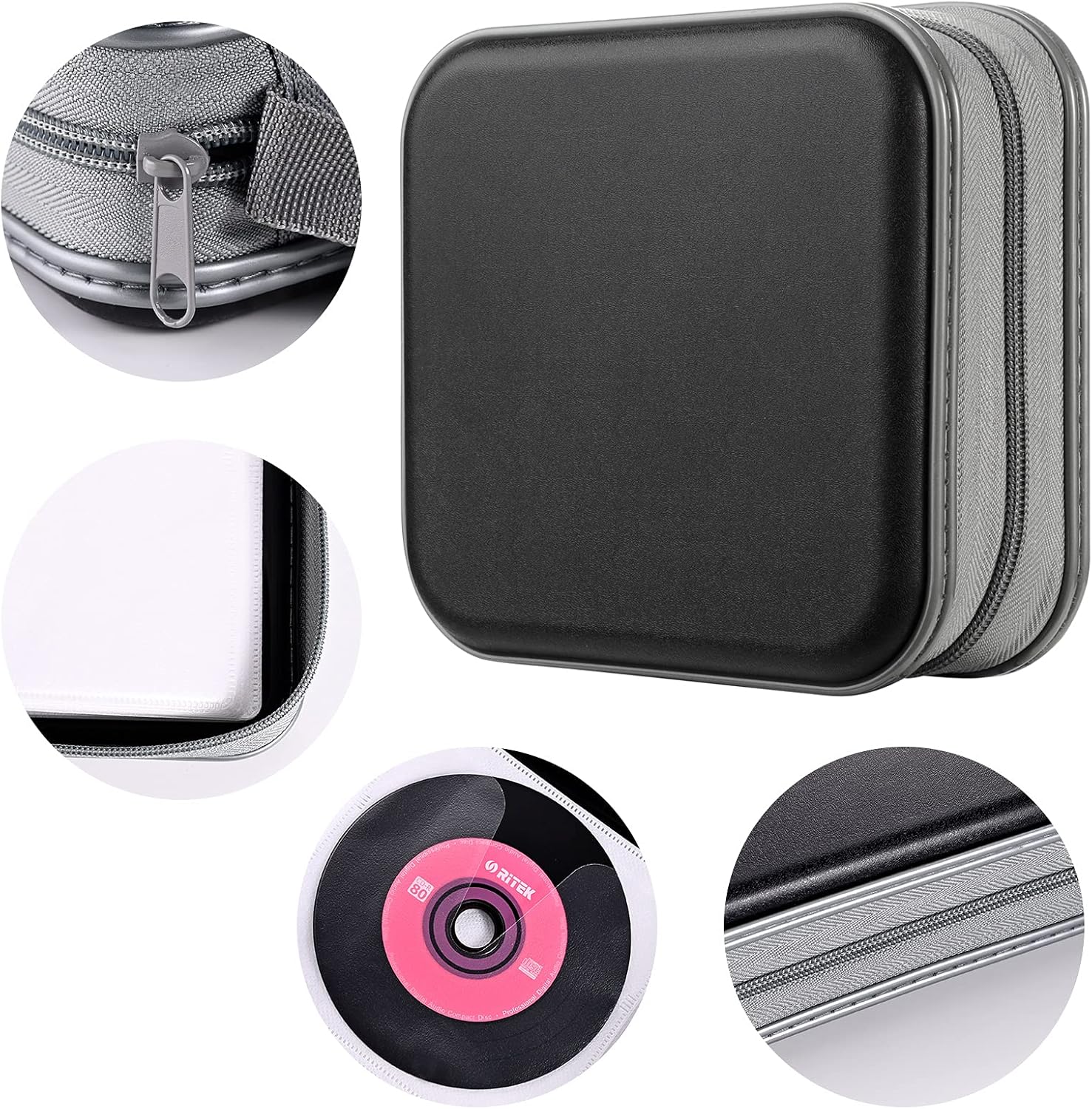 Funda para DVD, estuche portátil para CD de capacidad para 48 unidades, almacenamiento de plástico duro, organizador de cartera para CD y DVD para