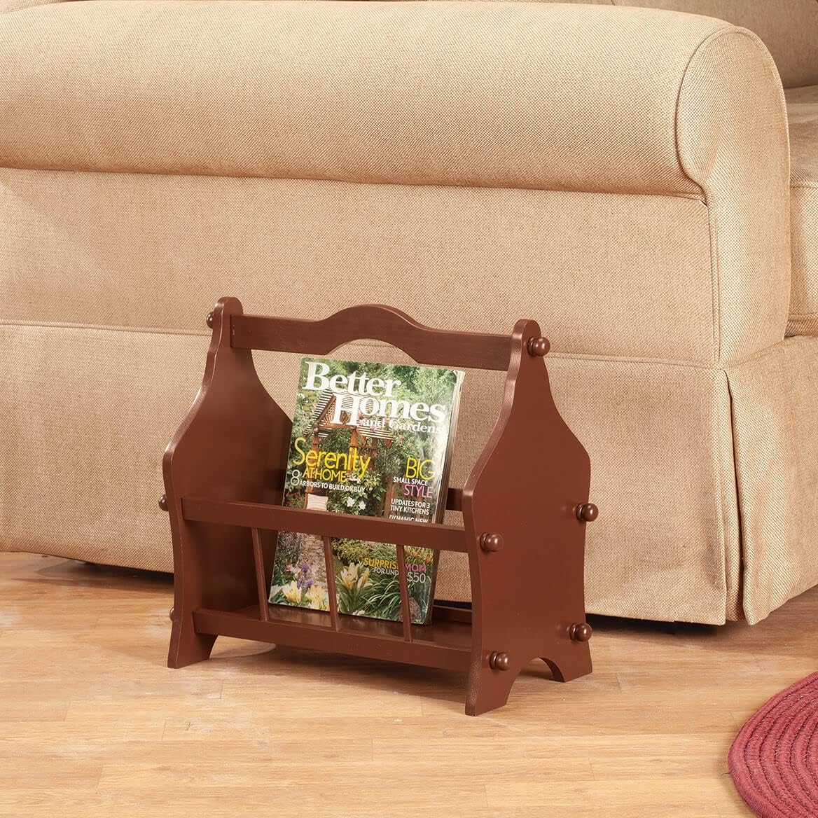 OakRidgeTM – Revistero, material MDF, decoración de interiores, acabado marrón, mide 16 12 pulgadas de largo x 8 12 pulgadas de ancho x 15 38