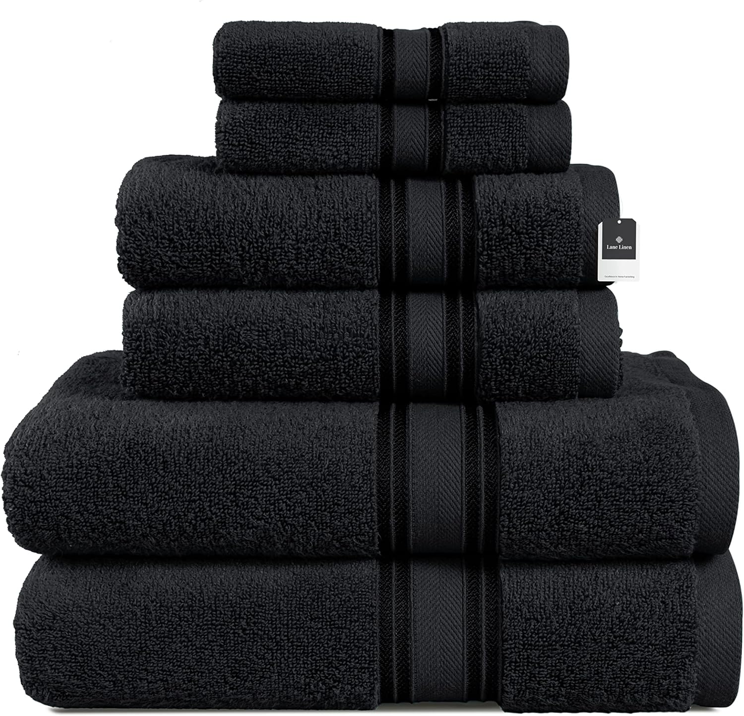 LANE LINEN – Juego de 6toallas de lujo de 100% algodón, cero torsión, de secado rápido, supersuaves y muy absorbentes, 2toallas de baño, 2toallas de