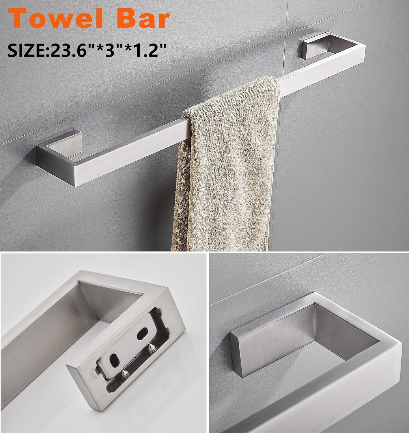 Juego de 4 toallas de baño, juego de accesorios de baño de níquel cepillado, juego de accesorios de baño de acero inoxidable SUS304, barra de toalla