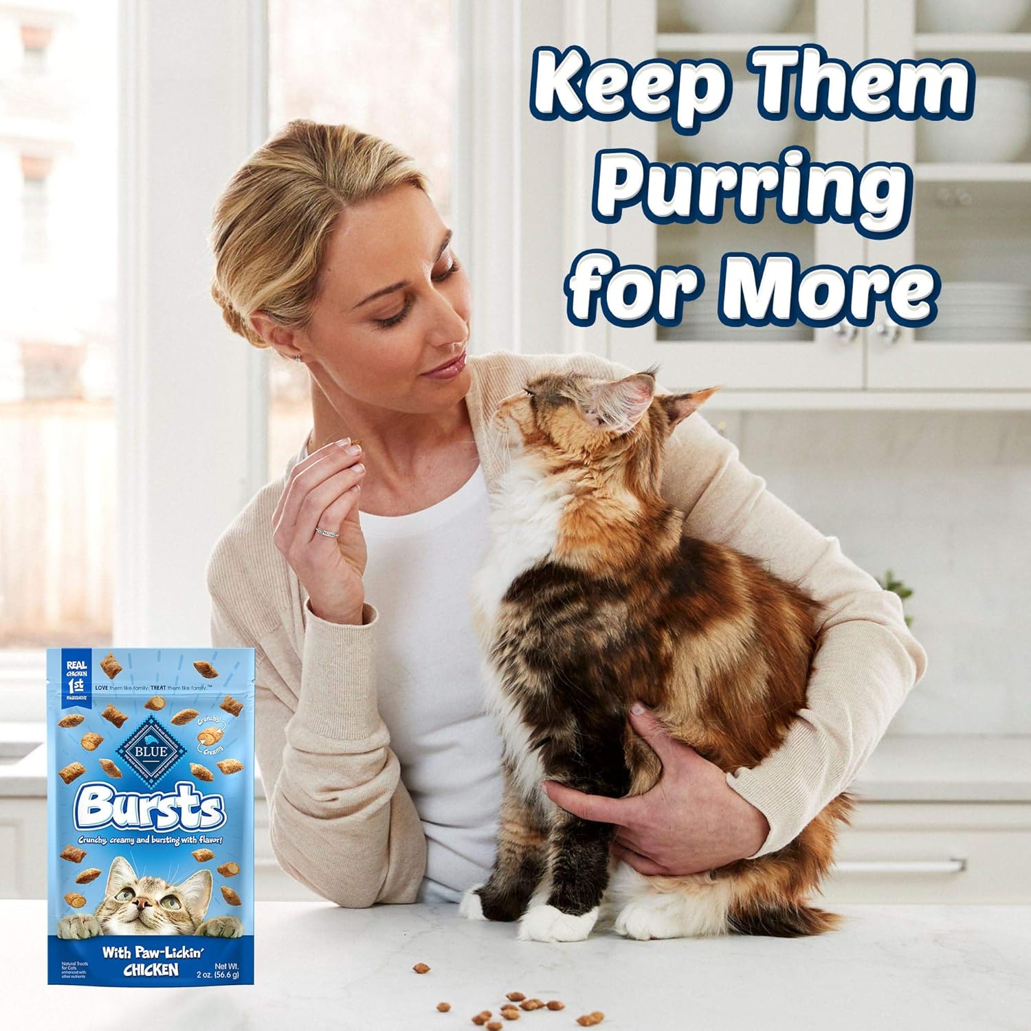 Blue Buffalo – Premios crujientes Bursts para gatos, de pollo, bolsa de 141 g