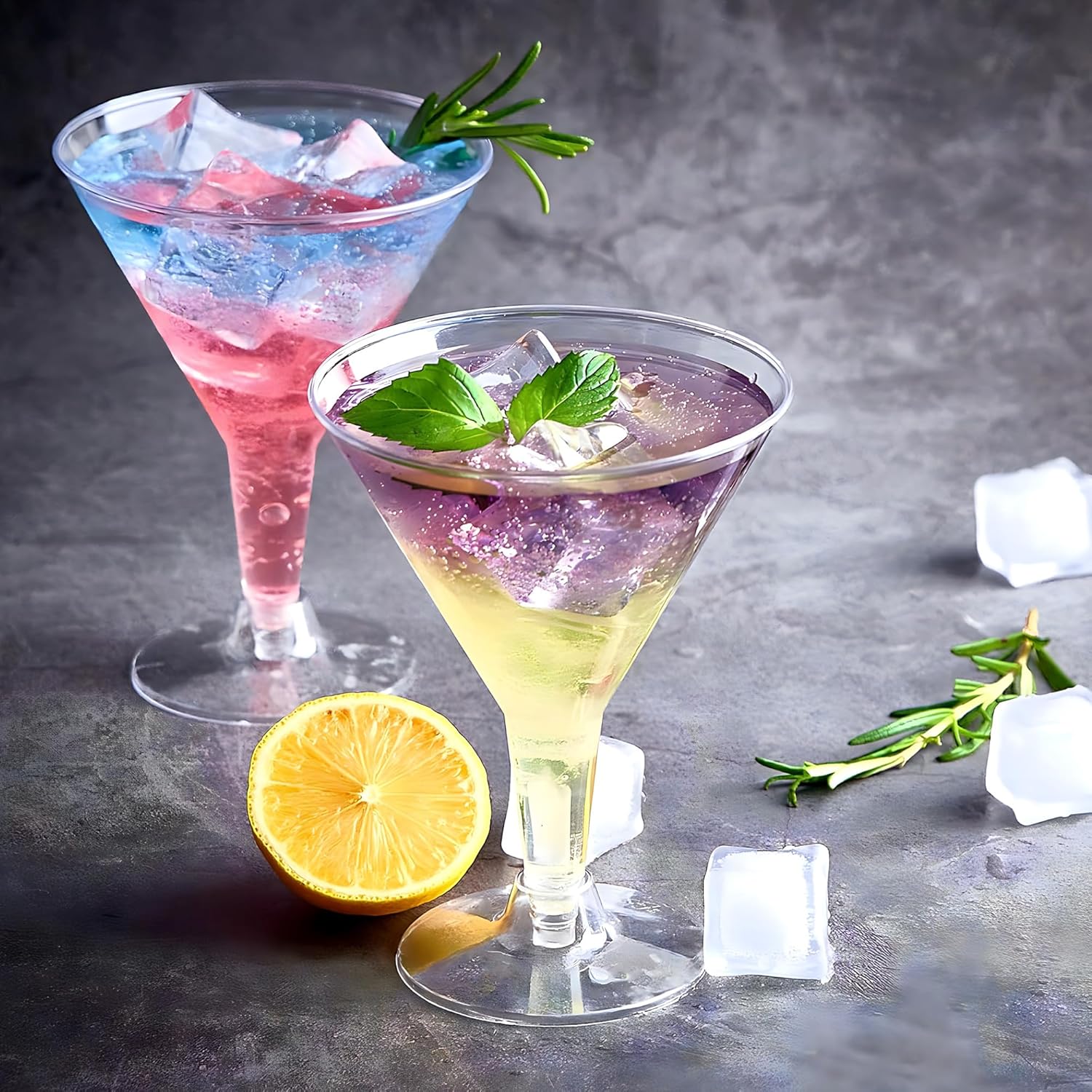 Elegantes tazas de Martini de plástico transparente, 6 onzas (6 unidades) – Vasos de cóctel de plástico de alta calidad y vasos de fiesta,