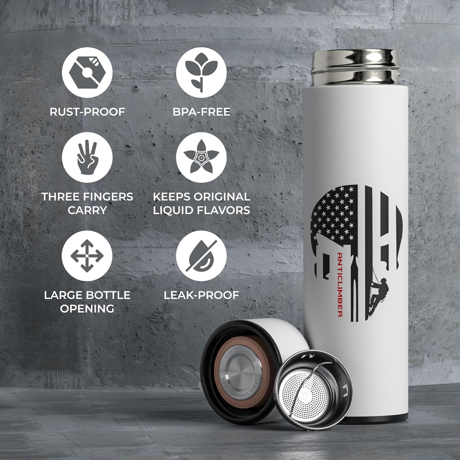 Termo para café y té con infusor de té, termo de 15 onzas, botella de agua, termo para bebidas calientes y frías, termo para bebidas calientes