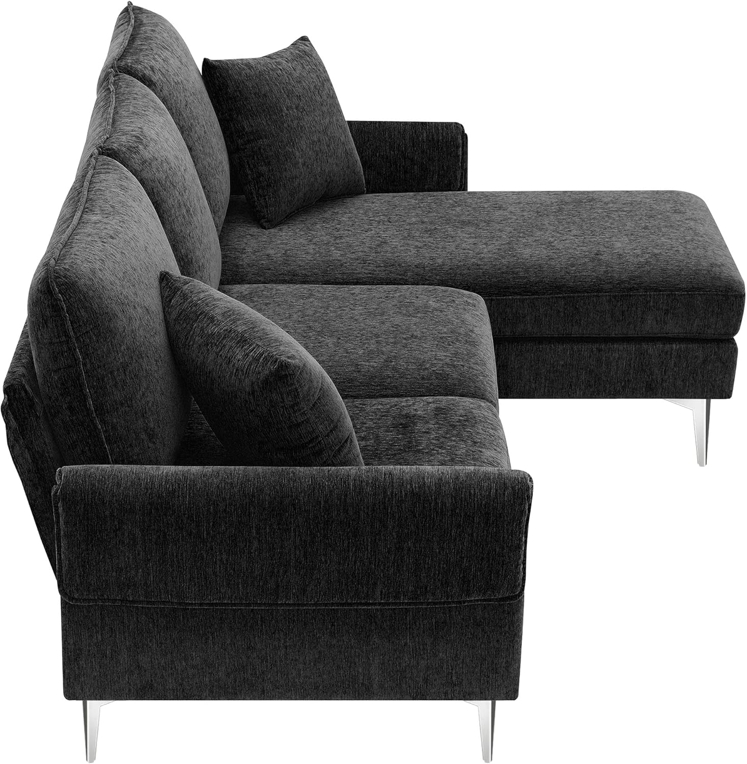 Sofá modular convertible, juego de muebles de felpilla en forma de L de 84 pulgadas, cómodos sofás de 4 asientos con diván reversible y espuma