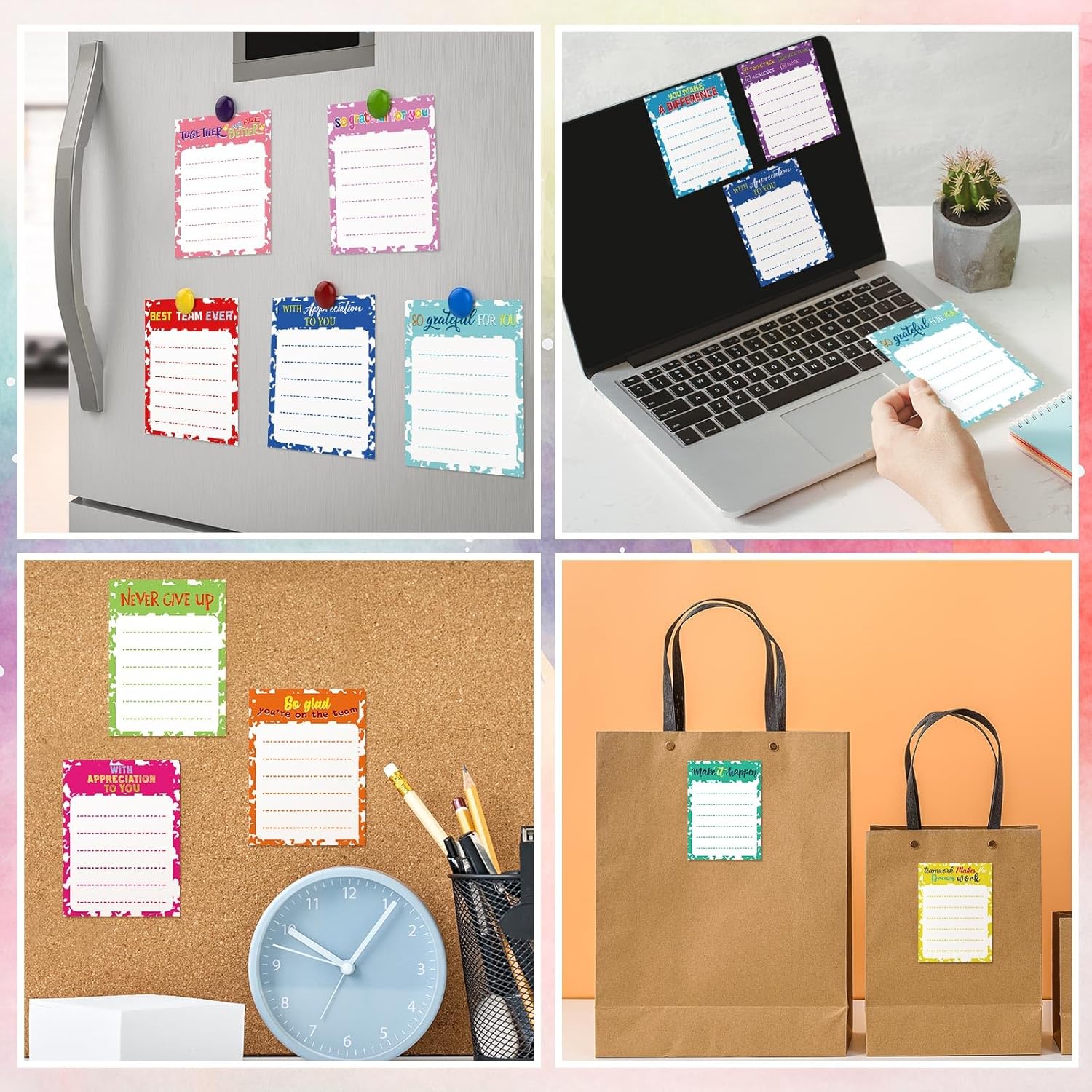 24 notas adhesivas inspiradoras de 3 x 4 pulgadas, notas adhesivas motivacionales divertidas, notas adhesivas positivas, regalos de agradecimiento