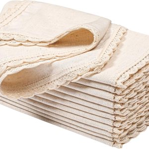 Servilletas de tela de lino de algodón con encaje y esquina a inglete a medida, 20 x 20 pulgadas, juego de 12 servilletas de boda, servilletas de Servilletas de tela de lino de algodón con encaje y esquina a inglete a medida, 20 x 20 pulgadas, juego de 12 servilletas de boda, servilletas de