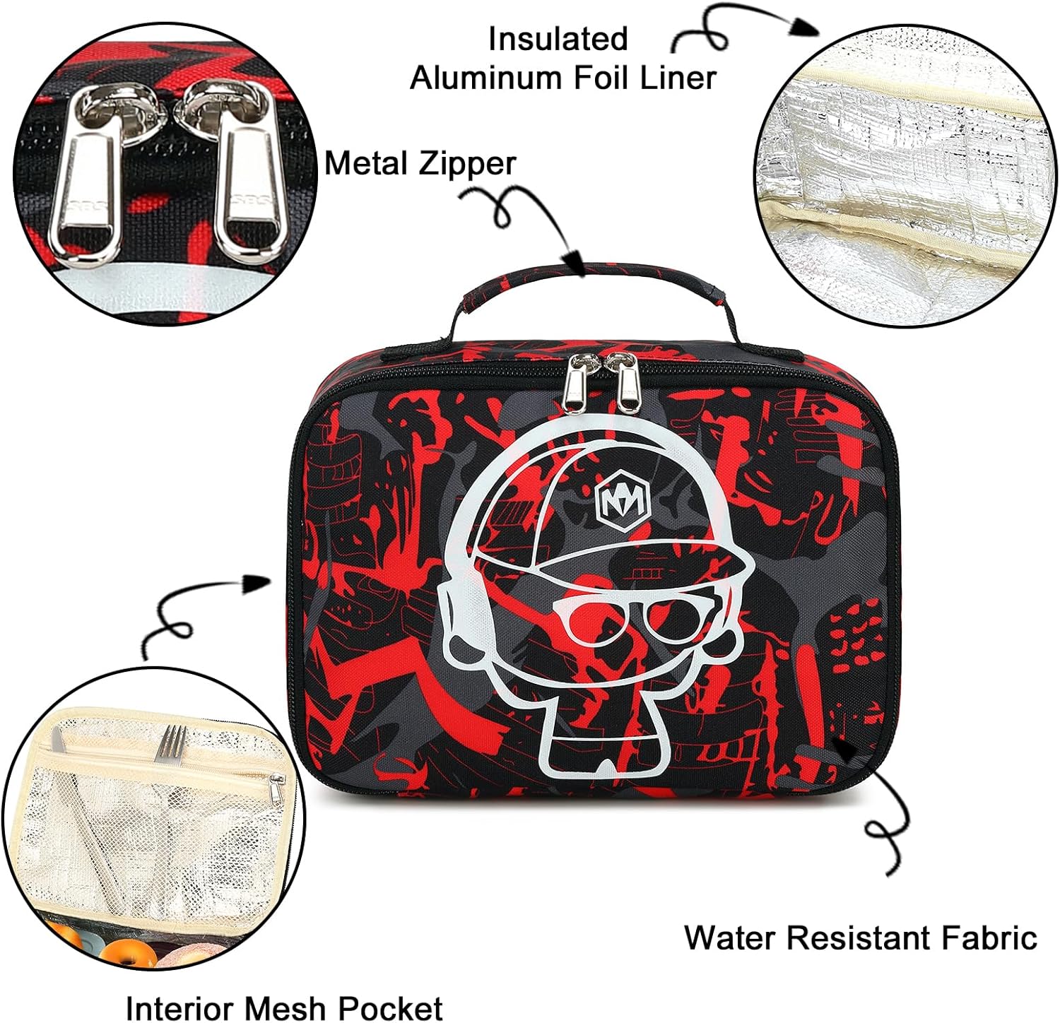 LEDAOU Lonchera con aislamiento térmico para niñas, bolsa de almuerzo reutilizable para escuela, picnic, senderismo, trabajo