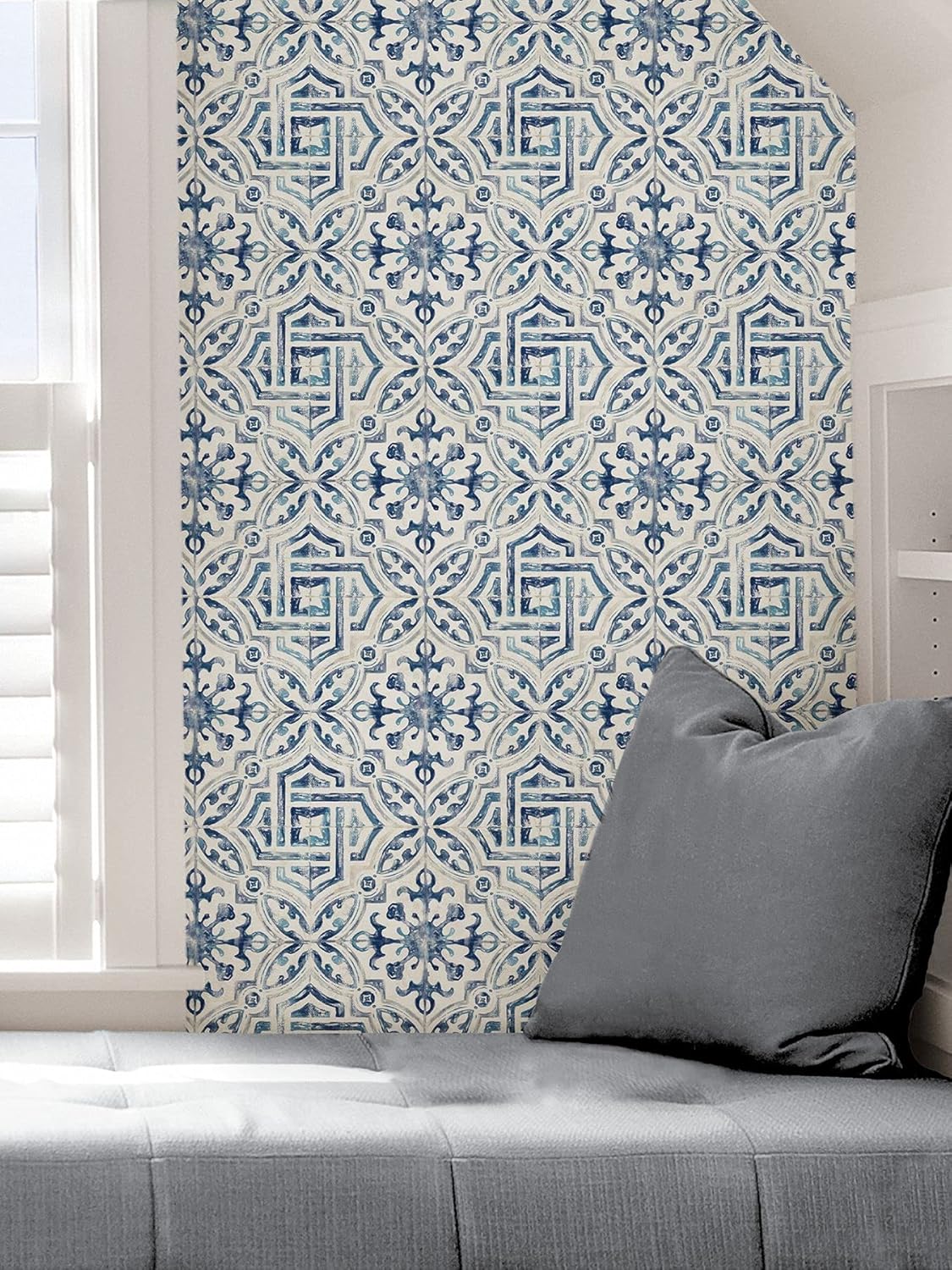 NuWallpaper NUS4396 Landondale – Papel pintado para despegar y pegar, color azul y blanco