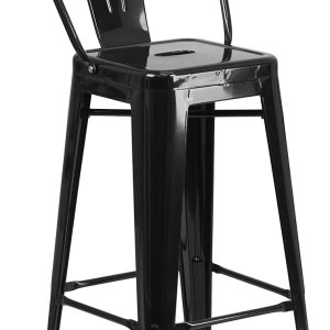 Taburete Flash Furniture de bar, hecho de metal para interior y exterior, Metal, Negro Taburete Flash Furniture de bar, hecho de metal para interior y exterior, Metal, Negro