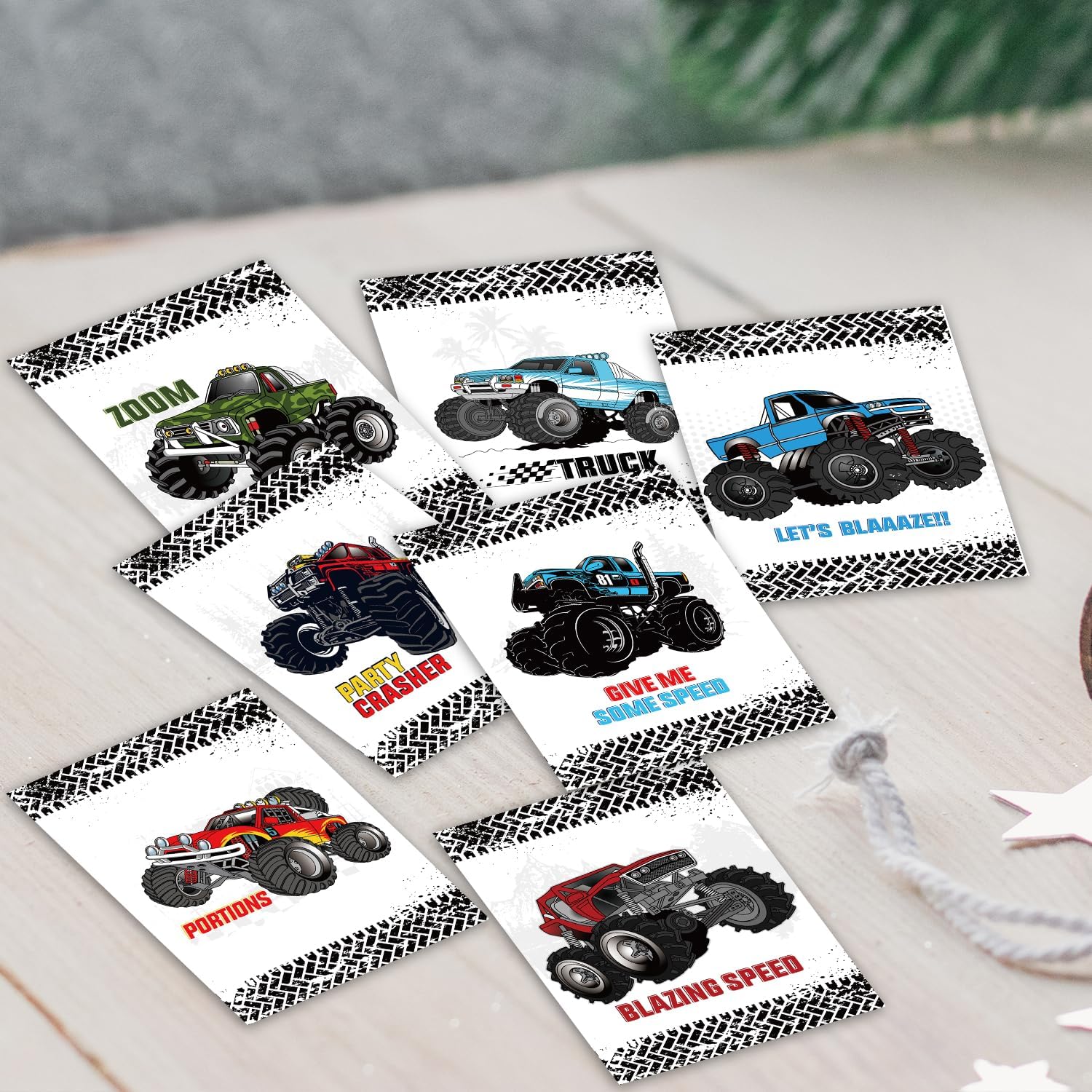 8 piezas de decoración de camión grande monstruo centros de mesa de camión, suministros de fiesta de cumpleaños para fiestas temáticas de autos de
