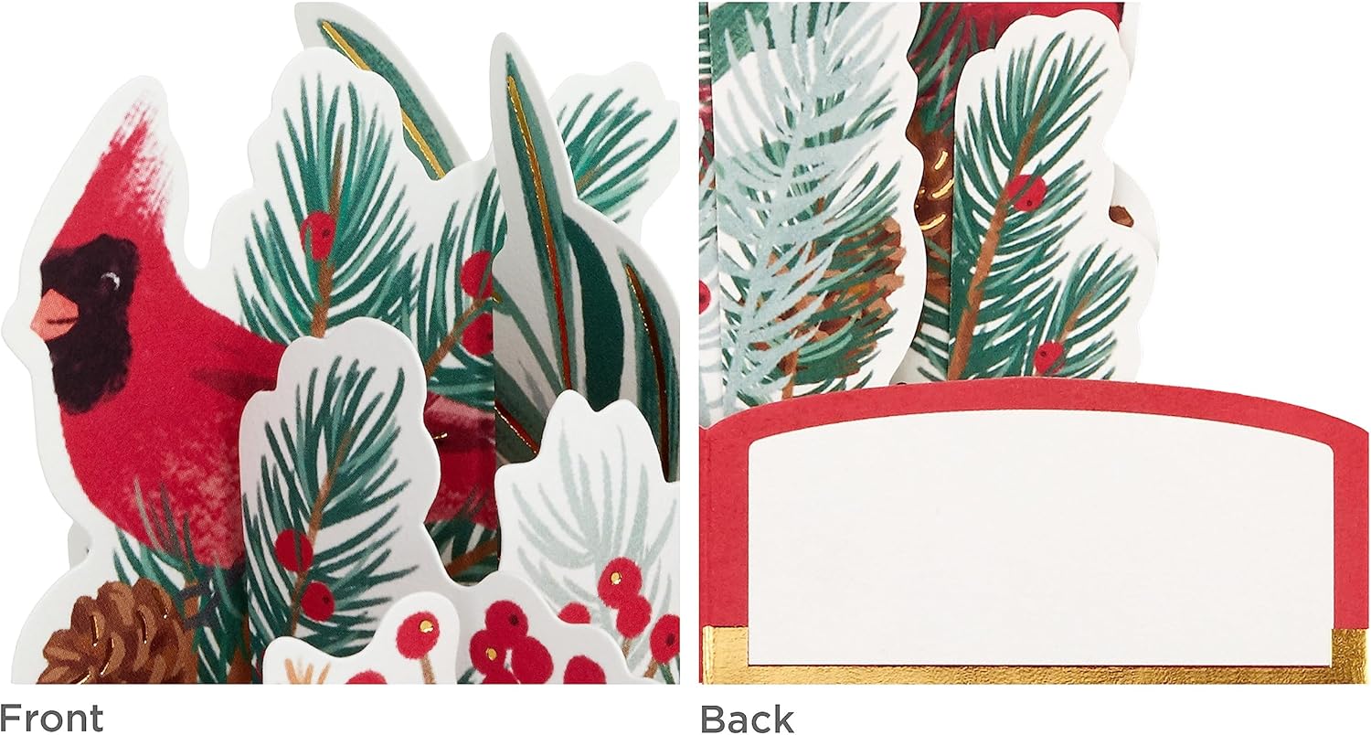 Hallmark Paper Wonder – Mini tarjetas de Navidad emergentes (3 tarjetas con sobres camión rojo, cardenal, feliz y brillante)