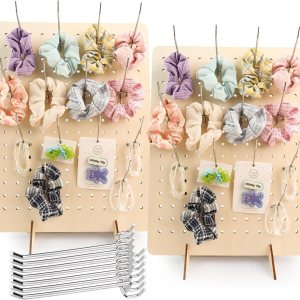 2 soportes de exhibición de tablero de clavijas de madera con 20 ganchos de metal, estante para venta al por menor, tablero de clavijas, soporte de 2 soportes de exhibición de tablero de clavijas de madera con 20 ganchos de metal, estante para venta al por menor, tablero de clavijas, soporte de