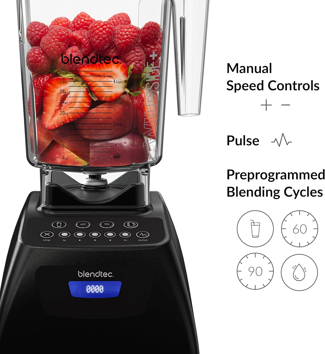 Licuadora Blendtec C575A2321A-AMAZON Classic 575 con jarras Wild Side+ y Four Side, Caribe, Negro