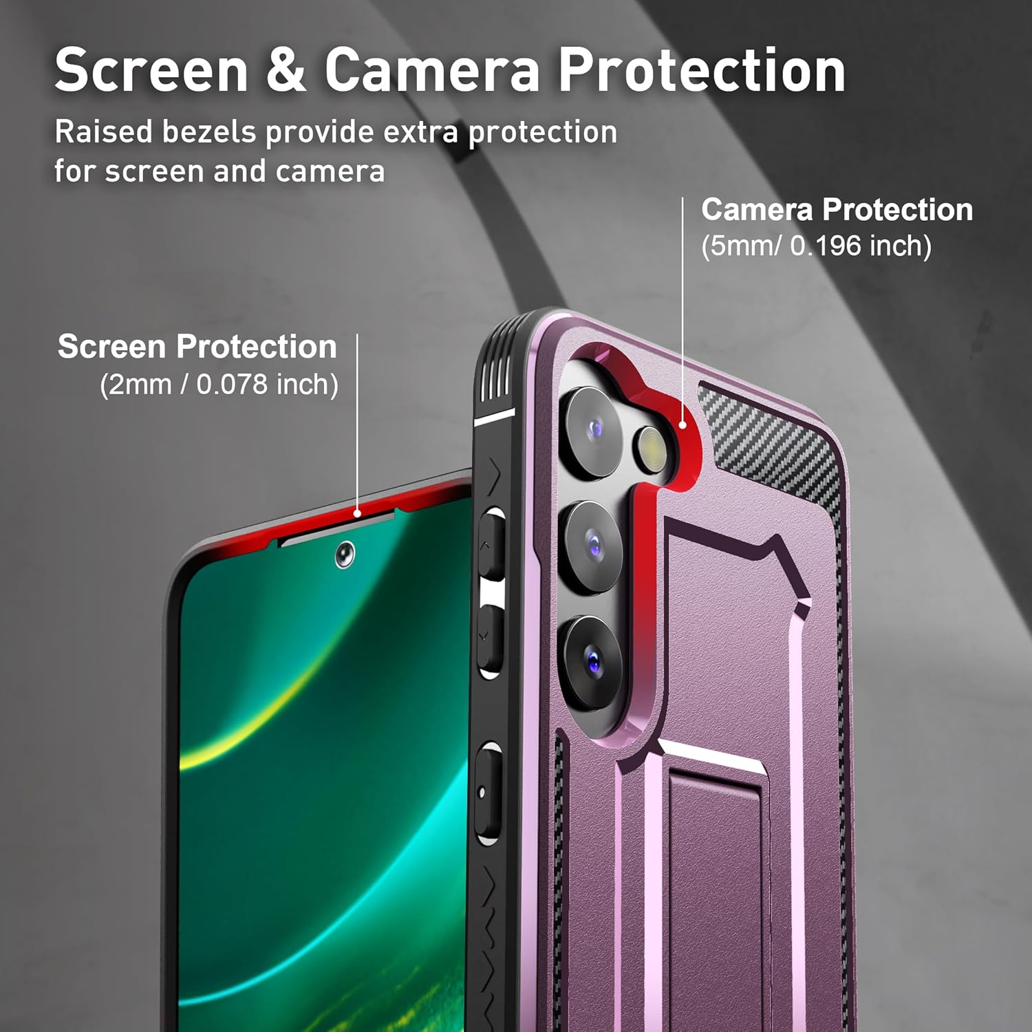 Funda diseñada para Samsung Galaxy S23 con protector de pantalla, resistente funda protectora militar para teléfono Samsung Galaxy S23, soporte