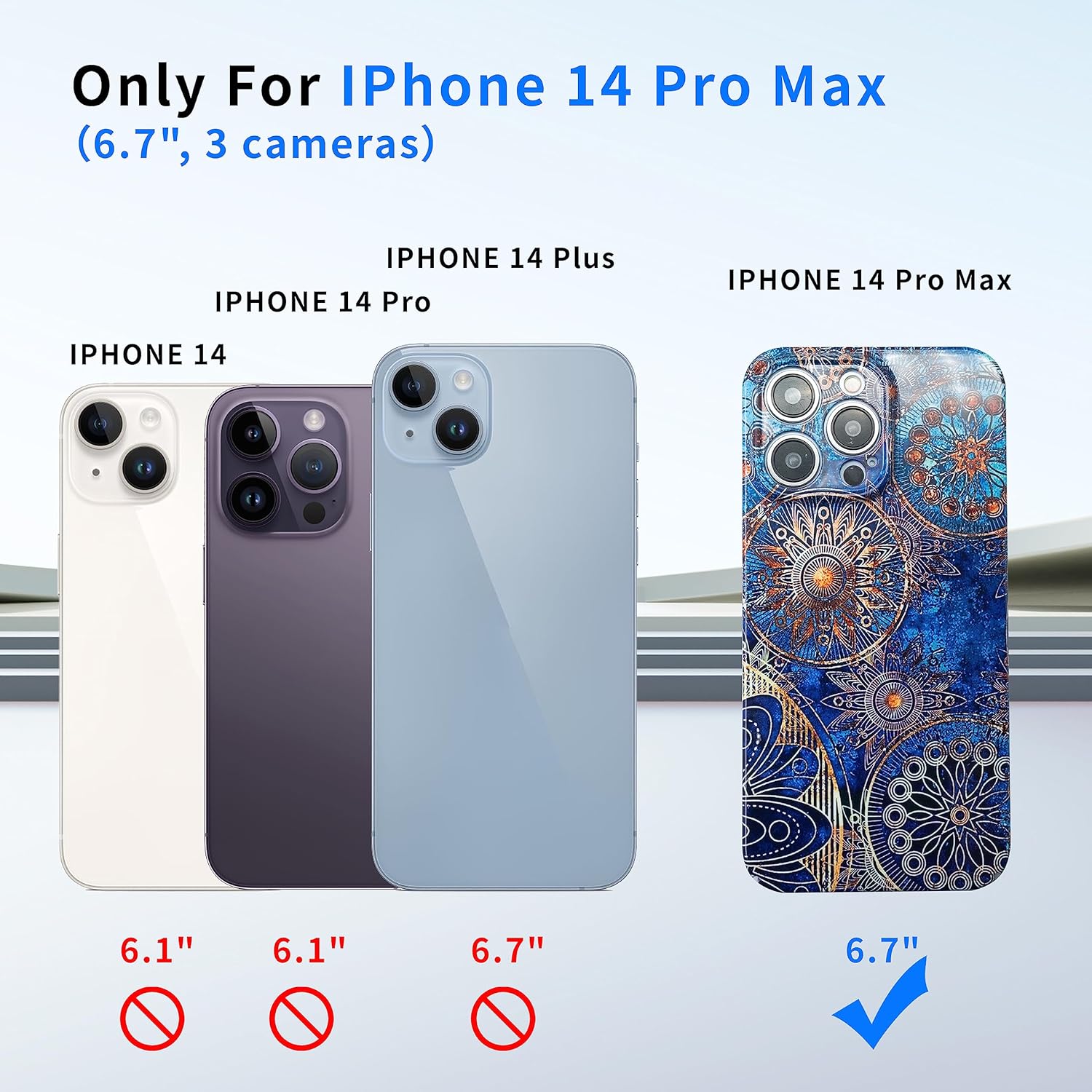Funda de teléfono para iPhone 14 Pro Max, funda ligera de mandala bohemia para PC, protección contra caídas, funda bohemia para teléfono, soporte