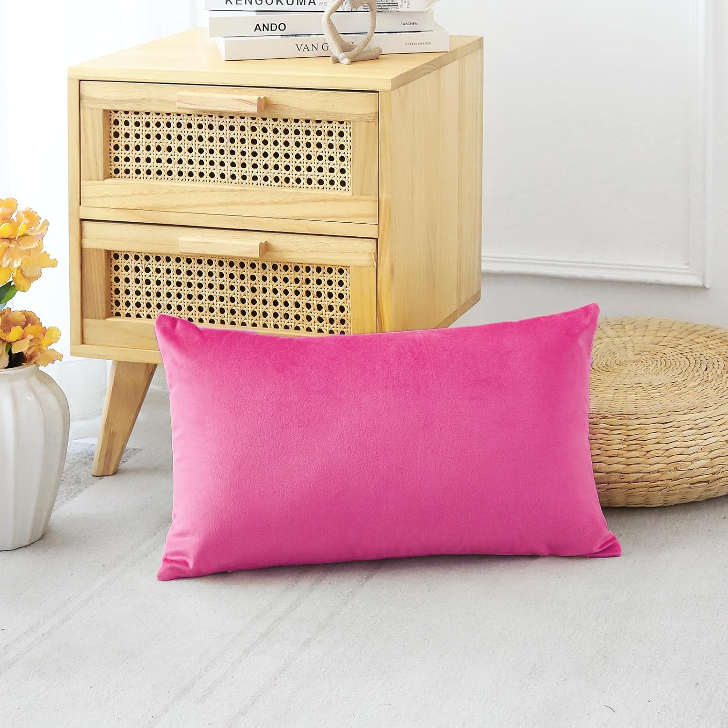 Artscope Fundas de almohada de terciopelo de lujo, fundas de almohada rectangulares decorativas, fundas de cojín suaves y sólidas para sofá,