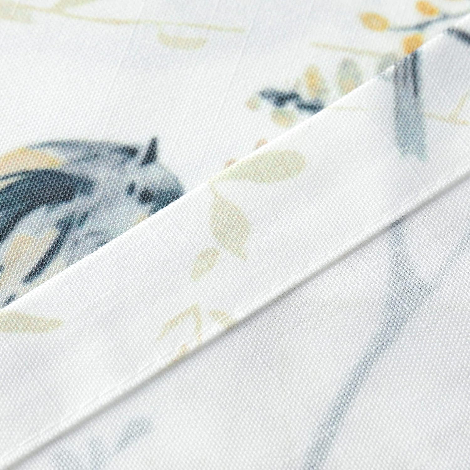 VOGOL Manteles de primavera y verano, sin arrugas, antidecoloración, mantel rectangular de lino con pájaros grises y flores para cocina, comedor,